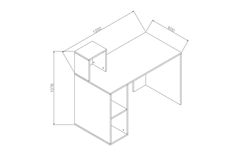 Skrivebord Lalenius 120 cm med Oppbevaringshylle - Hvit - Skrivebord - Databord & PC bord