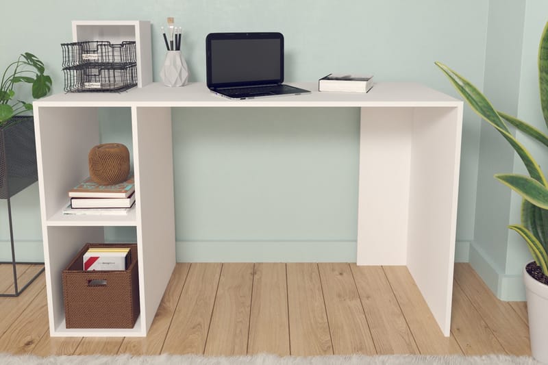 Skrivebord Lalenius 120 cm med Oppbevaringshylle - Hvit - Skrivebord - Databord & PC bord