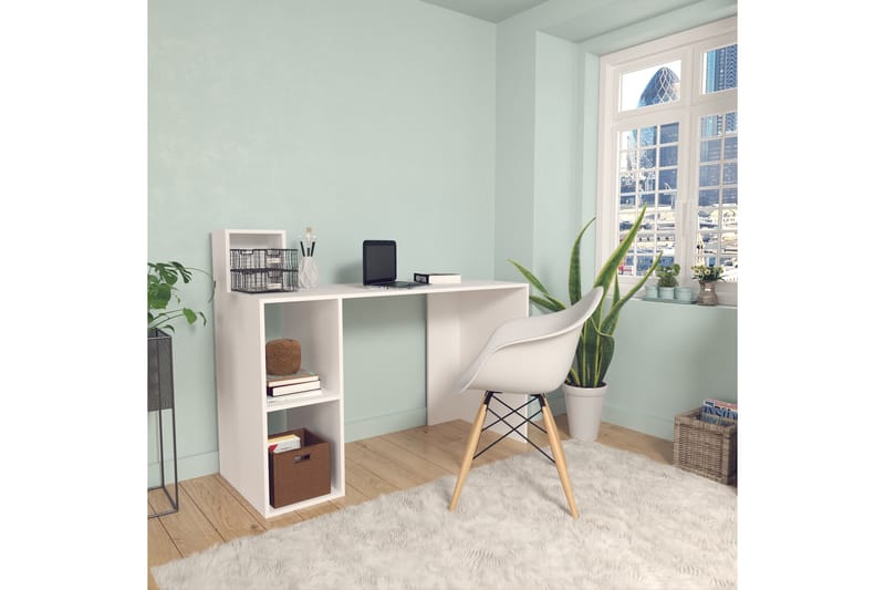 Skrivebord Lalenius 120 cm med Oppbevaringshylle - Hvit - Skrivebord - Databord & PC bord