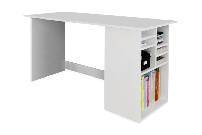 Skrivebord Lalenius 120 cm med Oppbevaringshyller - Hvit - Skrivebord - Databord & PC bord