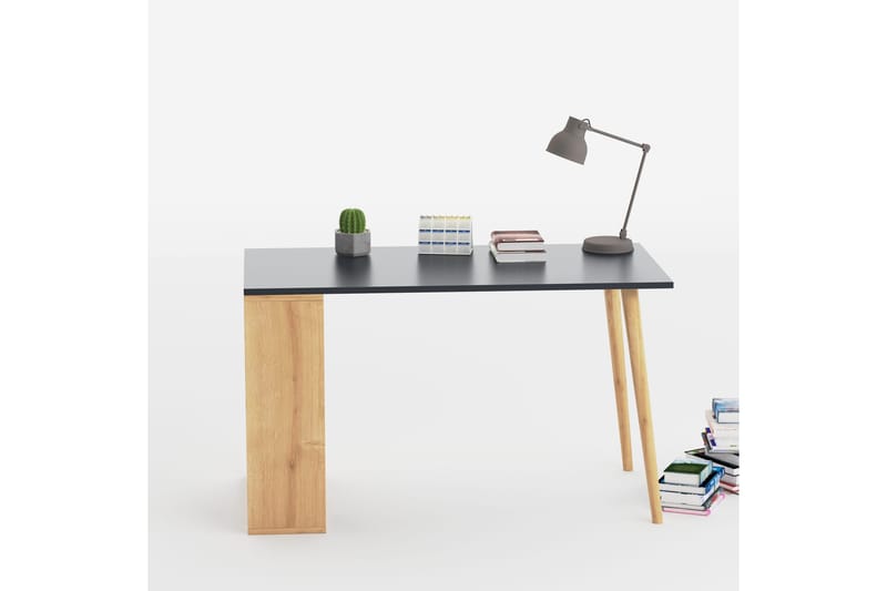 Skrivebord Lasvaras 120x72,8x120 cm med oppbevaring - Grå/Brun - Skrivebord - Databord & PC bord