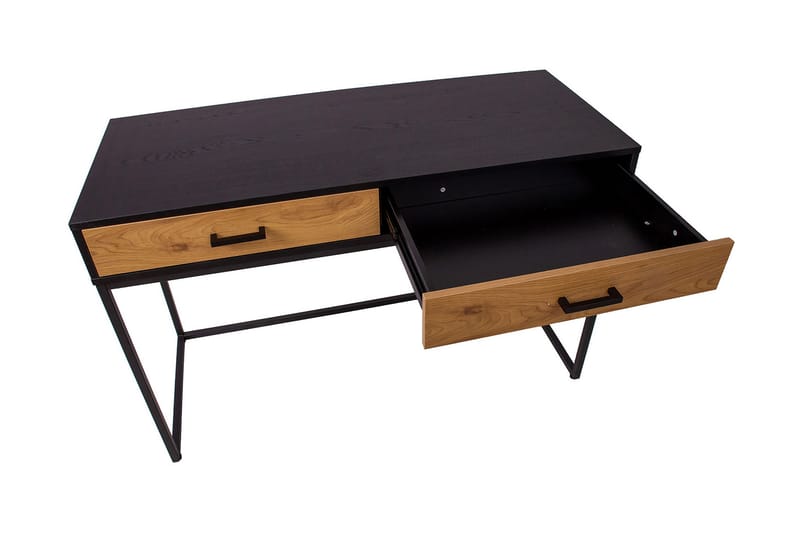 Skrivebord Limmen 120 cm med Oppbevaring 2 Skuffer - Eikfarge/Svart - Skrivebord - Databord & PC bord