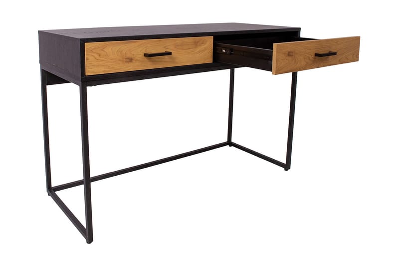 Skrivebord Limmen 120 cm med Oppbevaring 2 Skuffer - Eikfarge/Svart - Skrivebord - Databord & PC bord