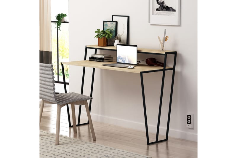 Skrivebord Lindome 123 cm med Oppbevaring Hylle - Brun - Møbler - Bord - Kontorbord - Skrivebord