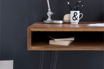 Skrivebord Lochside 110 cm med Oppbevaring Hylle - Massivt Tre/Svart - Møbler - Bord - Kontorbord - Skrivebord