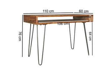 Skrivebord Lochside 110 cm med Oppbevaring Hylle - Massivt Tre/Svart - Møbler - Bord - Kontorbord - Skrivebord