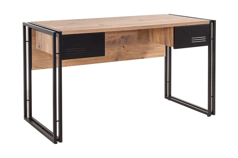 Skrivebord Masako 139 cm med Oppbevaring 2 Skuffer - Tre/Svart - Skrivebord - Databord & PC bord