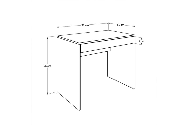 Skrivebord Mazirbe 90 cm med Oppbevaring Skuff - Hvit - Skrivebord - Databord & PC bord