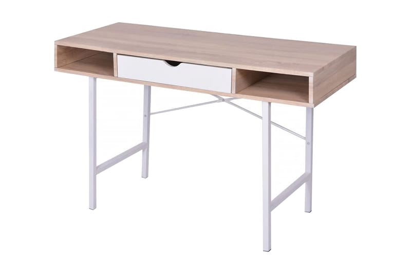Skrivebord med 1 skuff eik og hvit - Flerfarget - Skrivebord - Databord & PC bord