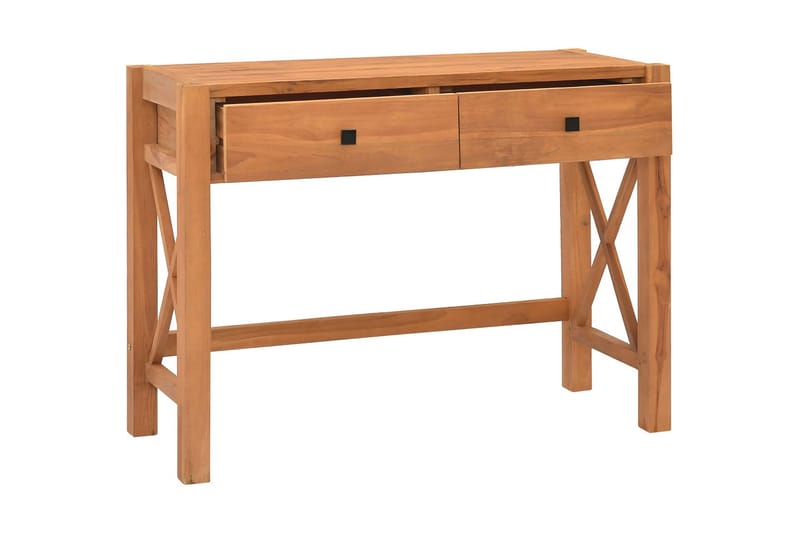 Skrivebord med 2 skuffer 100x40x75 cm resirkulert teak - Brun - Skrivebord - Databord & PC bord