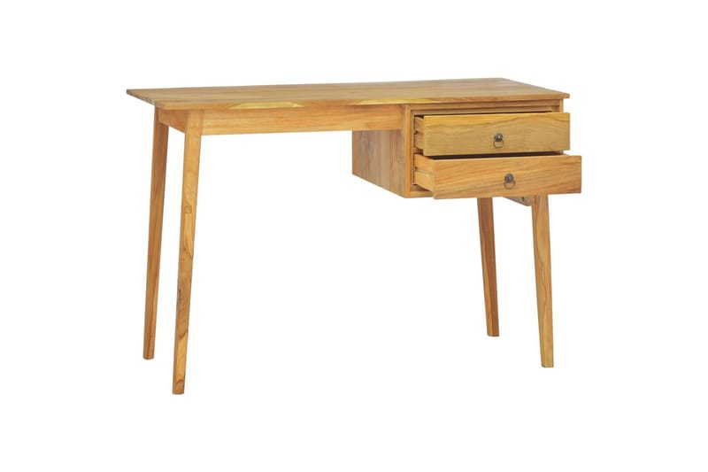 Skrivebord med 2 skuffer 110x52x75 cm heltre teak - Brun - Skrivebord - Databord & PC bord