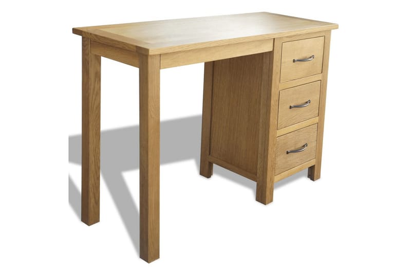 Skrivebord med 3 skuffer 106x40x75 cm heltre eik - Brun - Skrivebord - Databord & PC bord
