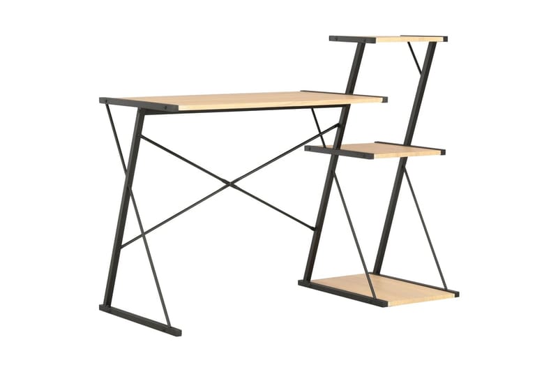 Skrivebord med hylle svart og eik 116x50x93 cm - Svart - Skrivebord - Databord & PC bord