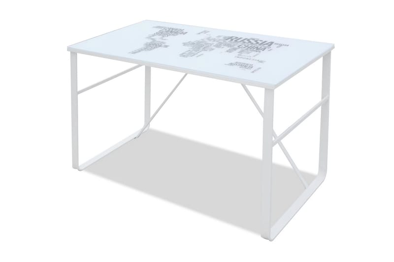 Skrivebord med kartmønster rektangulrt - Hvit - Skrivebord - Databord & PC bord