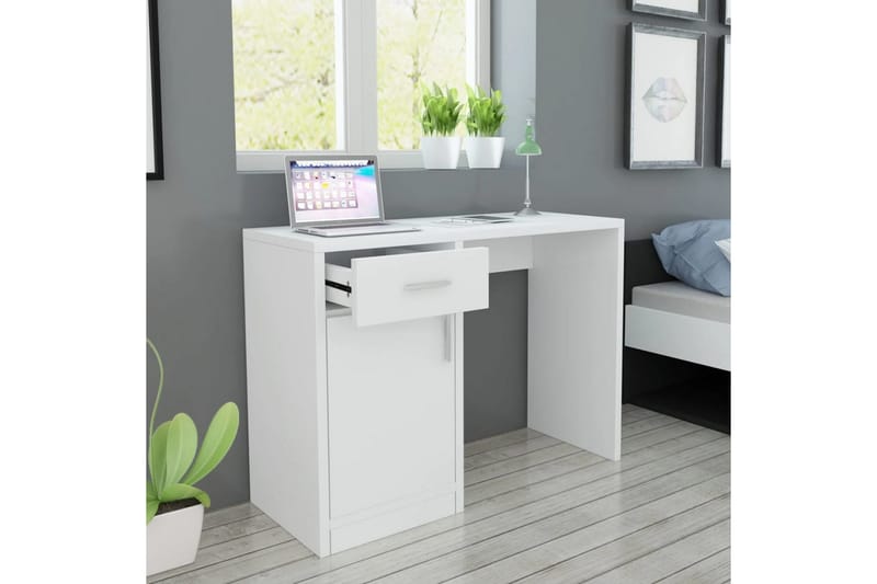 Skrivebord med Skuff og Skap Hvit 100x40x73 cm - Hvit - Skrivebord - Databord & PC bord