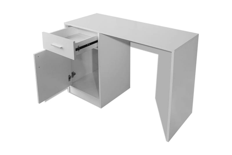 Skrivebord med Skuff og Skap Hvit 100x40x73 cm - Hvit - Skrivebord - Databord & PC bord