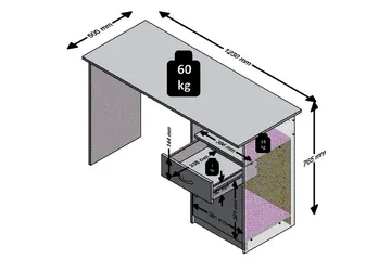 Skrivebord Melodi 123 cm med Oppbevaring Hylle + Skuff + Ska - Hvit/Svart - Møbler - Bord - Kontorbord - Skrivebord
