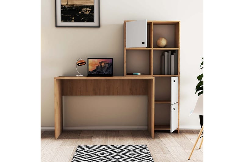 Skrivebord Mesjö 71,8x146,8x71,8 cm med oppbevaring - Eik - Skrivebord - Databord & PC bord