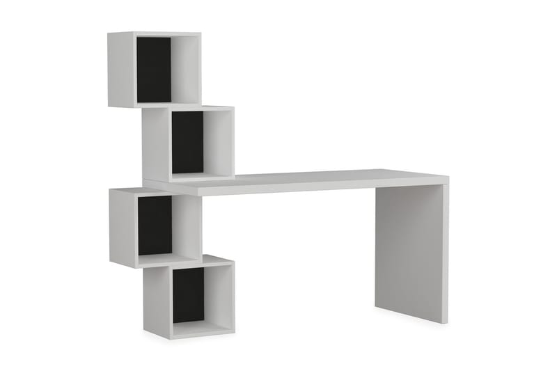 Skrivebord Mickey 157 cm med Oppbevaringshyller - Hvit/Mørkegrå - Skrivebord - Databord & PC bord