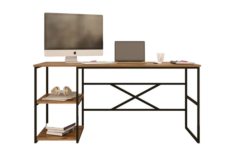 Skrivebord Mockba 160x75x160 cm med oppbevaring - Grønn - Skrivebord - Databord & PC bord