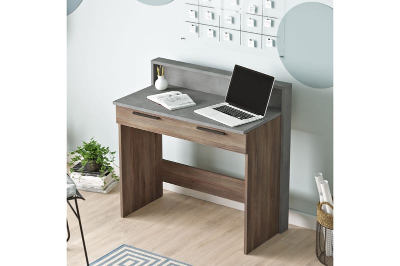 Skrivebord Moerdijk 94 cm - Brun / Grå - Skrivebord - Databord & PC bord