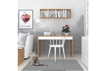 Skrivebord Naidaj 120 cm med Oppbevaring Vegghylle - Tre/Hvit - Møbler - Bord - Kontorbord - Skrivebord