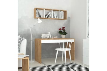Skrivebord Naidaj 120 cm med Oppbevaring Vegghylle - Tre/Hvit - Møbler - Bord - Kontorbord - Skrivebord