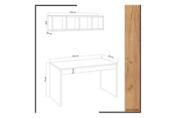 Skrivebord Naidaj 120 cm med Oppbevaring Vegghylle - Tre/Hvit - Møbler - Bord - Kontorbord - Skrivebord