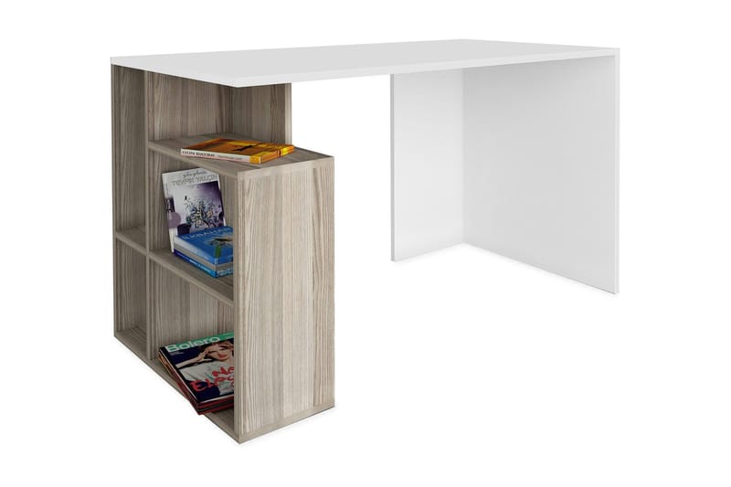 Skrivebord Nerella 120 cm med Oppbevaringshyller - Hvit - Skrivebord - Databord & PC bord