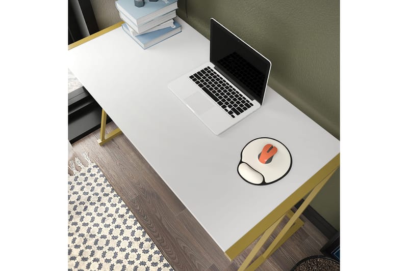 Skrivebord Oxaca 60x75x114 cm - Gull/Hvit - Skrivebord - Databord & PC bord