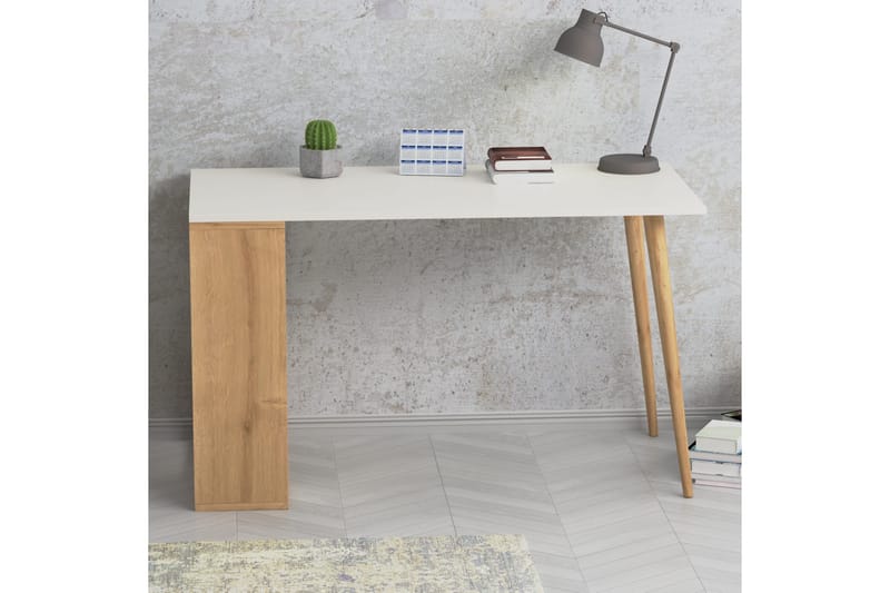 Skrivebord Rodger 120x72,8x120 cm med oppbevaring - Hvit - Skrivebord - Databord & PC bord