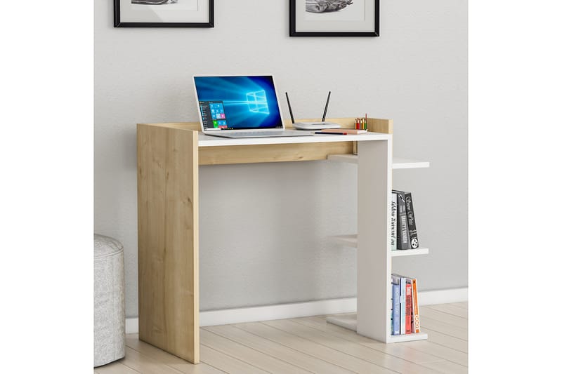 Skrivebord Shenita 90,6x75x90,6 cm med oppbevaring - Hvit - Skrivebord - Databord & PC bord