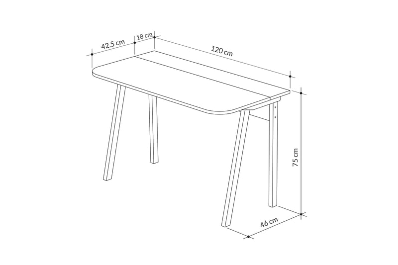 Skrivebord Shett 120x75x120 cm - Lysebrun - Skrivebord - Databord & PC bord