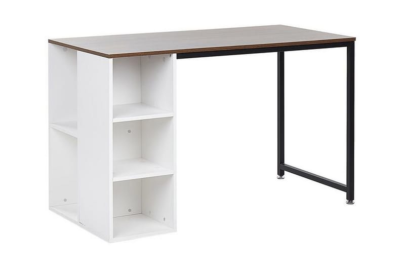 Skrivebord Silvelle 120 cm med Oppbevaring - Mørket Tre/Hvit - Skrivebord - Databord & PC bord