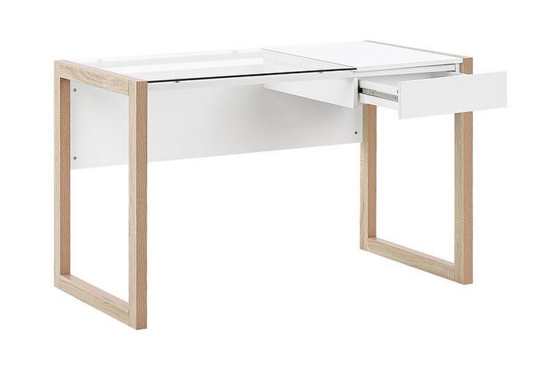 Skrivebord Skiatook 120 cm med Oppbevaringsskuff - Hvit/Lyst Tre - Skrivebord - Databord & PC bord