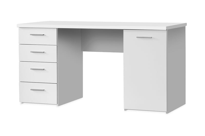 Skrivebord Skirbeck 145 cm med Oppbevaring Skap+4 Skuffer+Hy - Hvit - Skrivebord - Databord & PC bord
