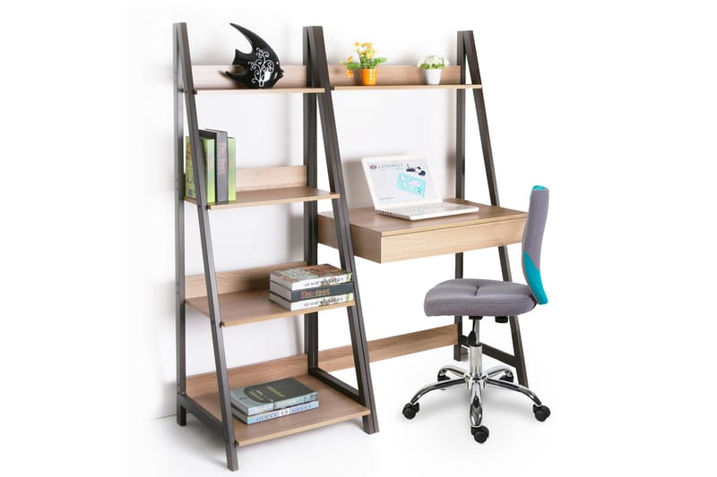 Skrivebord Stepina 74 cm med Oppbevaringshylle - Brun/Tre/Natur - Møbler - Bord - Kontorbord - Skrivebord