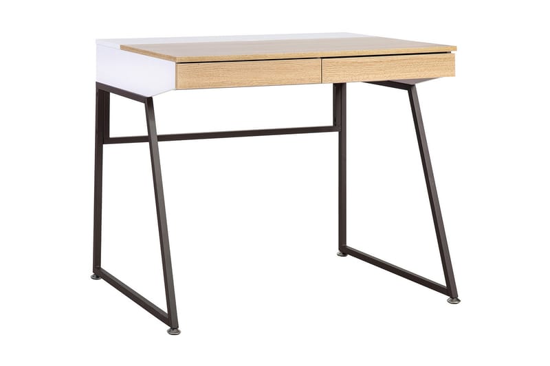 Skrivebord Studina 90 cm med Oppbevaring 2 Skuffer - Grå/Tre/Natur/Hvit - Skrivebord - Databord & PC bord