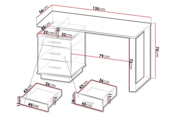 Skrivebord - Svart|Eik - Møbler - Bord - Kontorbord - Skrivebord