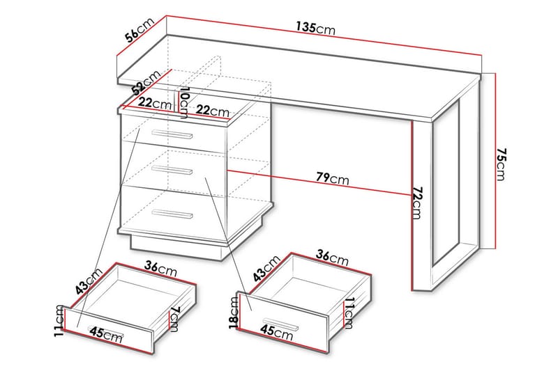 Skrivebord - Svart|Eik - Møbler - Bord - Kontorbord - Skrivebord