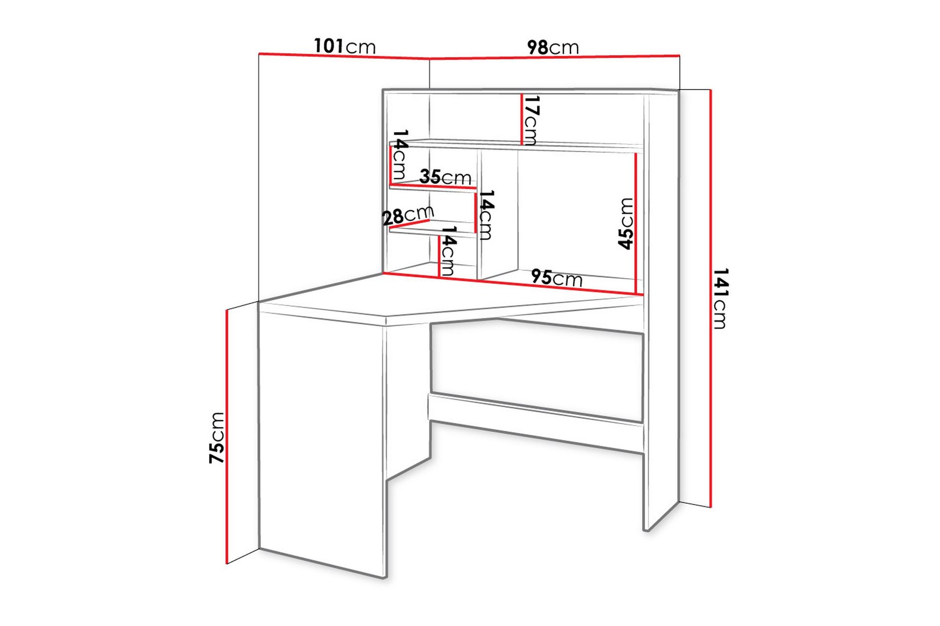 Skrivebord Tekong 101 cm - Møbler - Bord - Kontorbord - Skrivebord