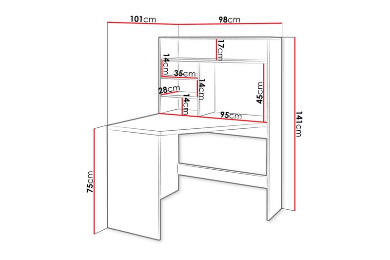 Skrivebord Tekong 101 cm - Skrivebord - Databord & PC bord