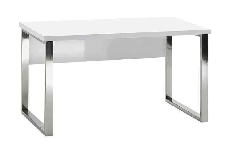 Skrivebord Thomasi 140 cm - Hvit Høyglans/Krom - Skrivebord - Databord & PC bord