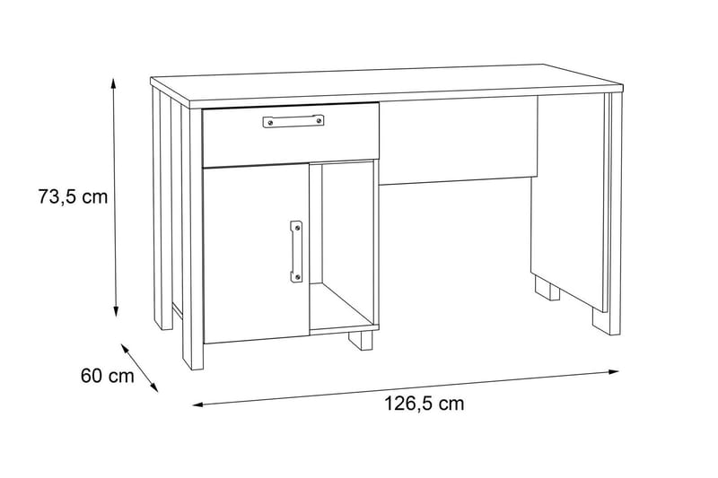 Skrivebord Treknow 127 cm med Oppbevaringsskuff + Skap - Brun/Grå - Skrivebord - Databord & PC bord
