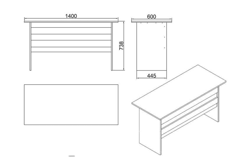 Skrivebord Tully 140 cm - Hvit - Møbler - Bord - Kontorbord - Skrivebord