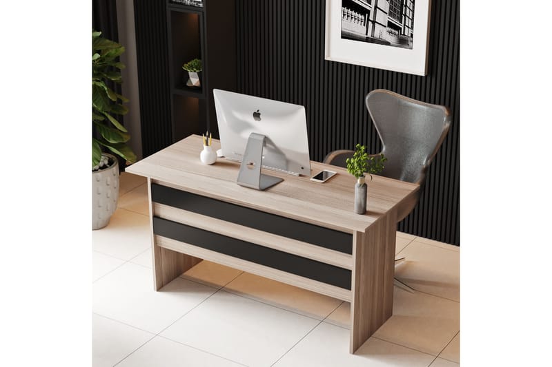 Skrivebord Tully 140 cm - Natur/Svart - Skrivebord - Databord & PC bord