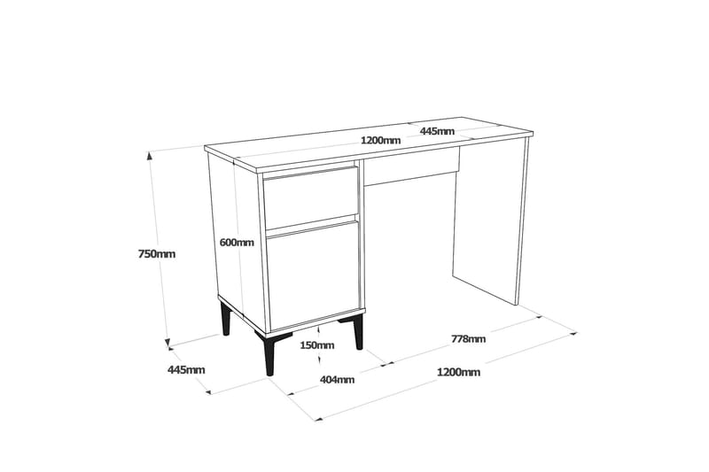Skrivebord Turran 120x75x120 cm med oppbevaring - Antrasitt - Skrivebord - Databord & PC bord