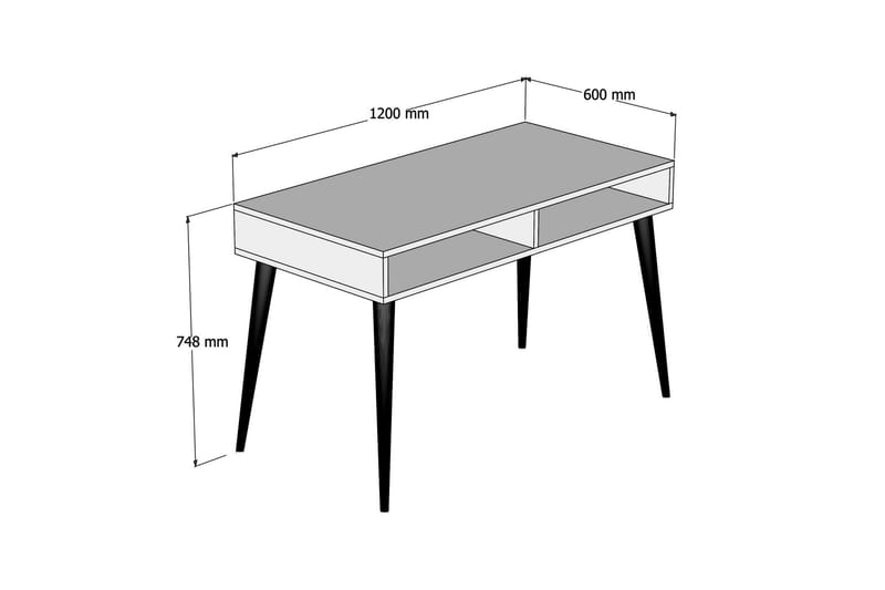 Skrivebord Tyrsberget 120 cm med Oppbevaringshylle - Hvit/Natur - Skrivebord - Databord & PC bord