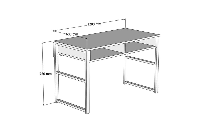 Skrivebord Tyrsberget 120 cm med Oppbevaringshylle - Hvit/Svart - Skrivebord - Databord & PC bord
