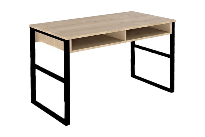 Skrivebord Tyrsberget 120 cm med Oppbevaringshylle - Natur/Svart - Skrivebord - Databord & PC bord